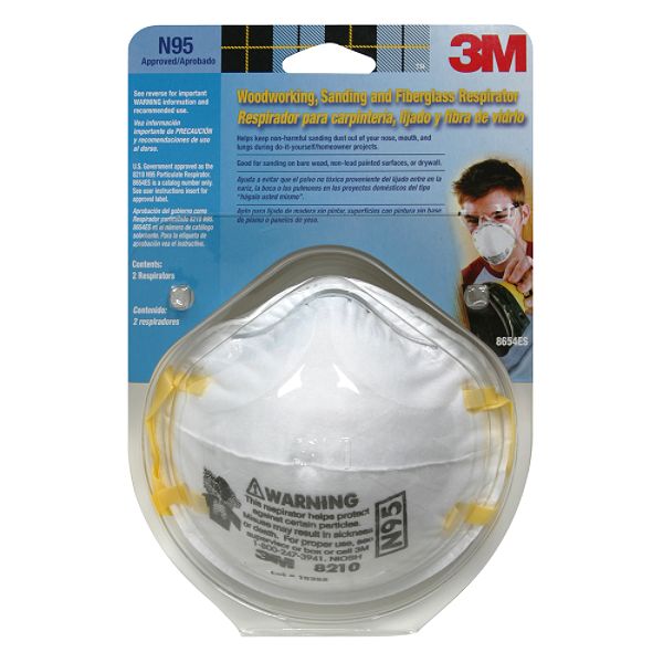 3m Respirator For Woodworking And Sanding And Fiberglass, 2 61197911