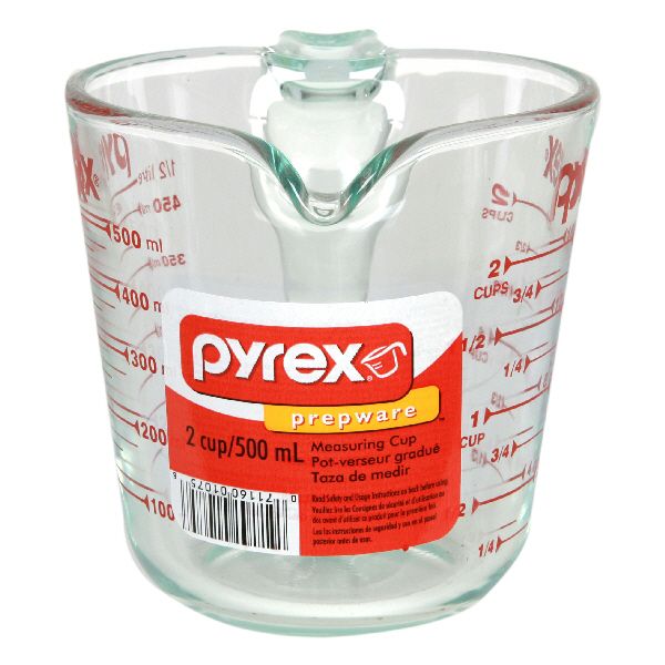 Pyrex Prepware 2-Cup Measuring Cup, Red Graphics, Clear