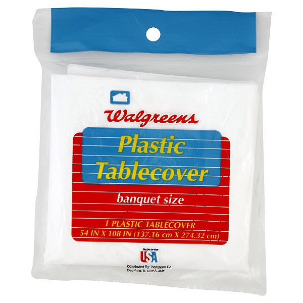 Tablemate Walgreens Plastic Tablecover, Banquet Size, 1 tablecover