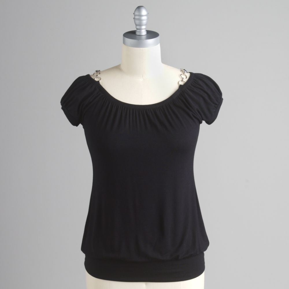 Anxiety Short Sleeve Top with Chain Detail