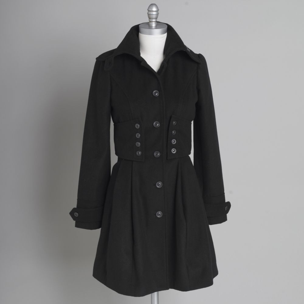 New Look Junior's Princess Coat with Button Waist Detail