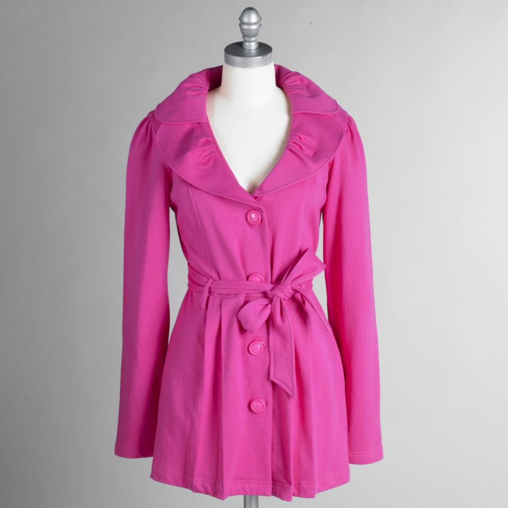 Self Esteem Junior's Knit Petal Collar Trench Coat
