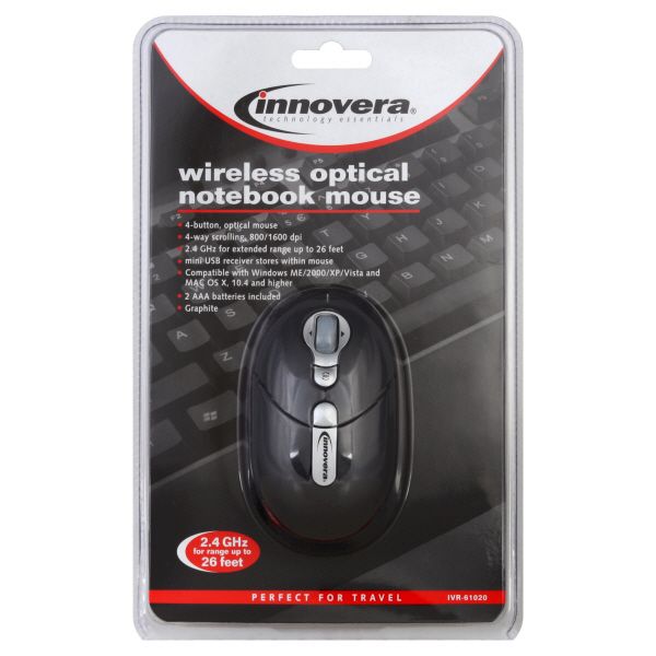 Innovera Notebook Mouse, Wireless, Optical, 1