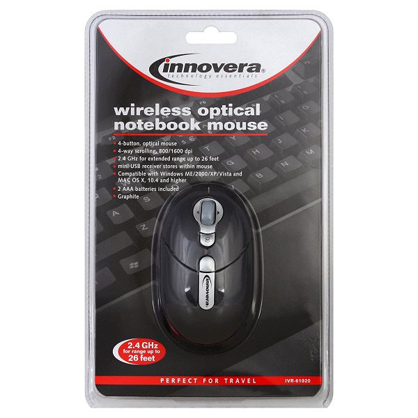 Mice & Trackballs Innovera Notebook Mouse, Wireless, Optical, 1 Mouse IVR61020