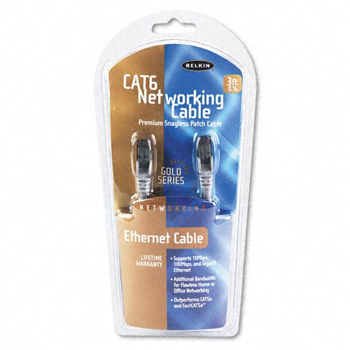 Belkin High Performance Cat6 UTP Patch Cable, 3ft, Gray