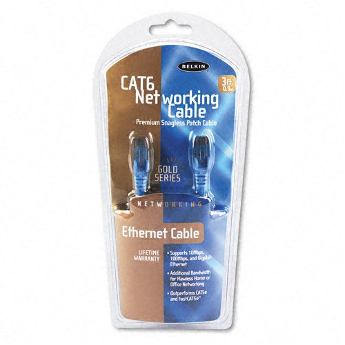 Belkin High Performance Cat6 UTP Patch Cable, 3ft, Blue