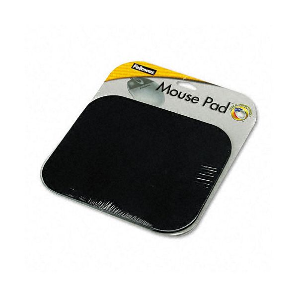 Fellowes 9x8 Black Polyester Mouse Pad, Nonskid Rubber Base