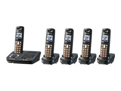 Panasonic KX-TG6445T DECT 6.0 Expandable Digital Cordless Phone/Answering System with 5 Handsets