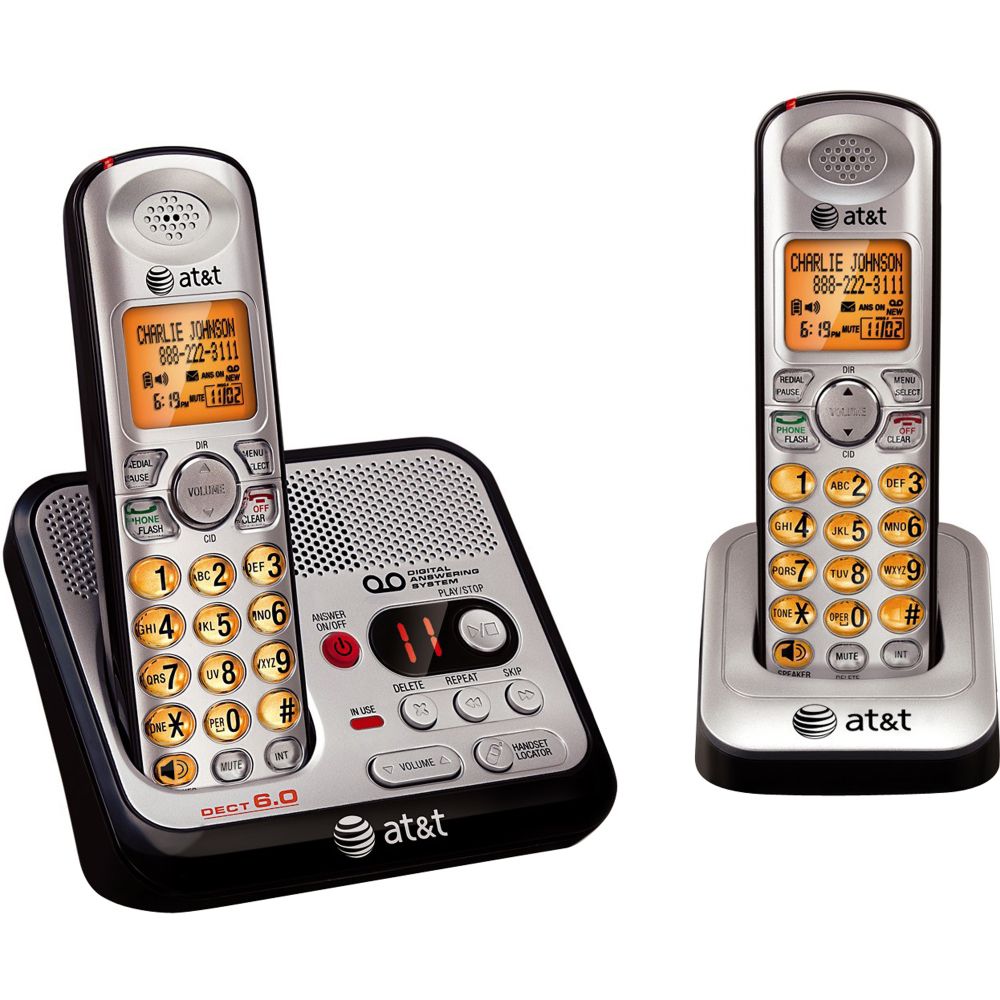 AT&T DECT 6.0 2-Handset Cordless Phone w/ Digital Answering System
