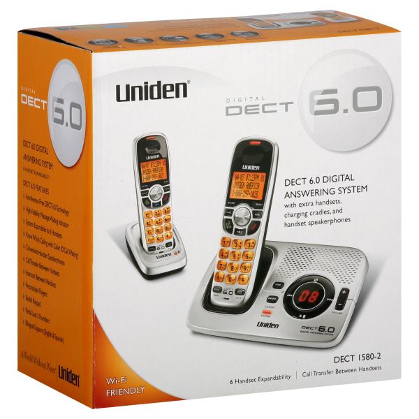 Uniden DECT 6.0 Cordless Phone System w/ Digital Answering System, 2 Handsets