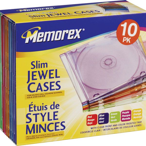 Memorex&trade; Color Slim CD Jewel Cases - 10