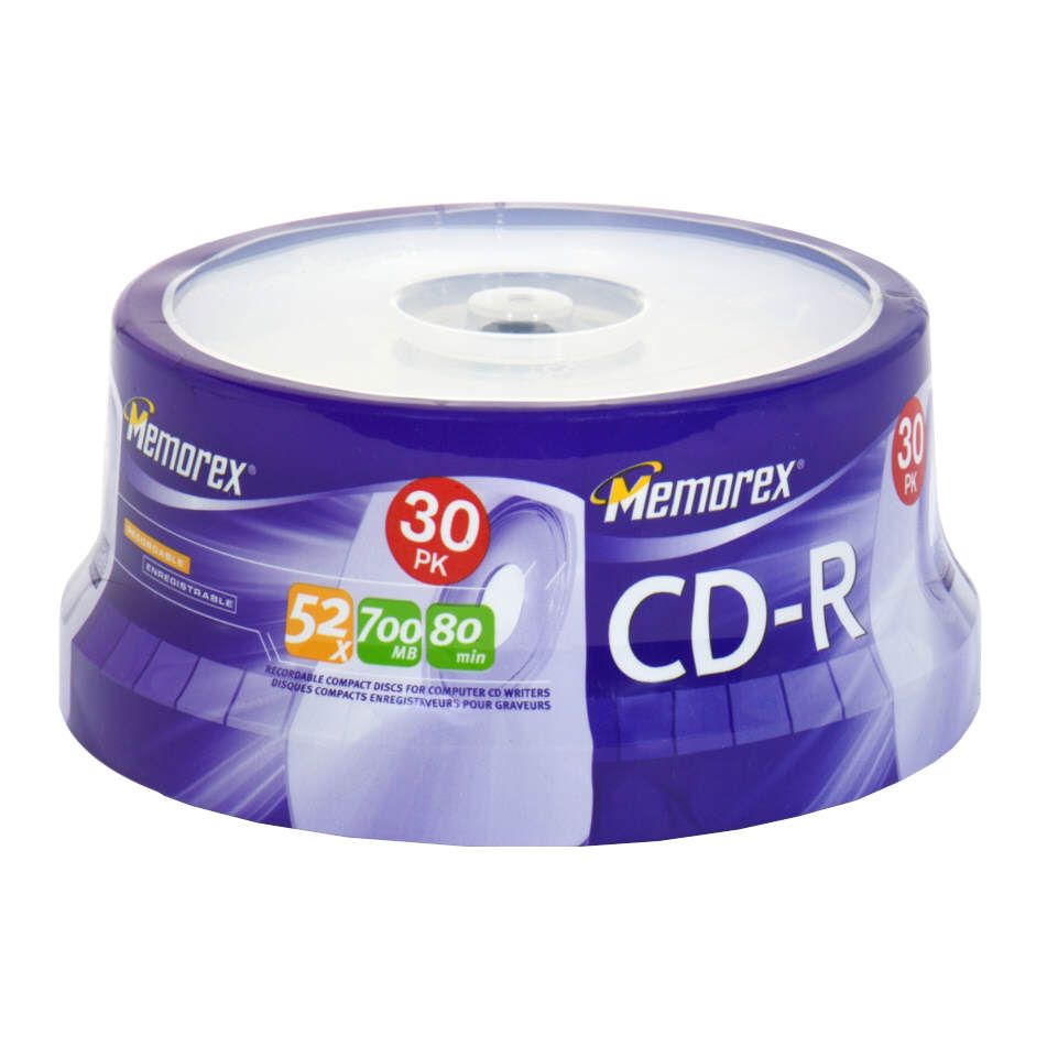 Memorex - CD-R Compact Discs, Recordable, 80 Minutes, 30 discs