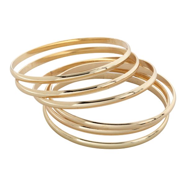 Apostrophe Plus Size Bracelet-6 Piece Wide Gold Bangle Set