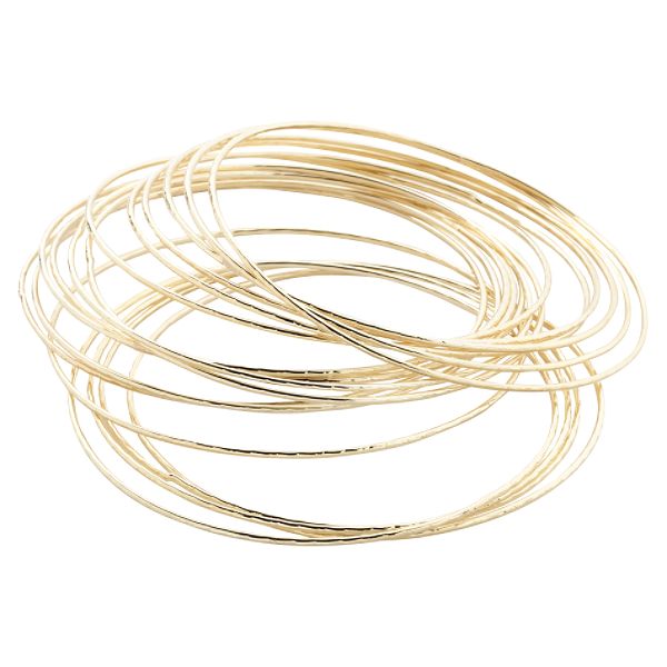 Apostrophe Plus Size Bracelet-18 Piece Hammered Gold Bangle Set