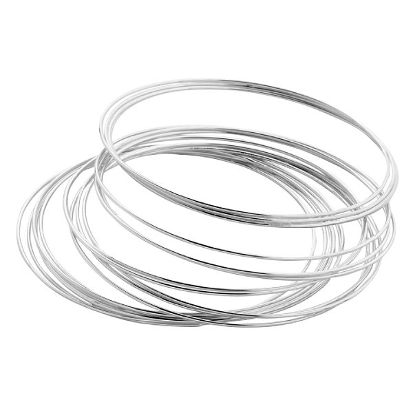 Apostrophe Plus Size Bracelet-18 Piece Silver Smooth Bangle Set