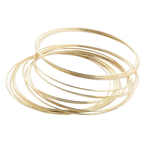 Apostrophe Plus Size Bracelet-18 Piece Gold Smooth Bangle Set
