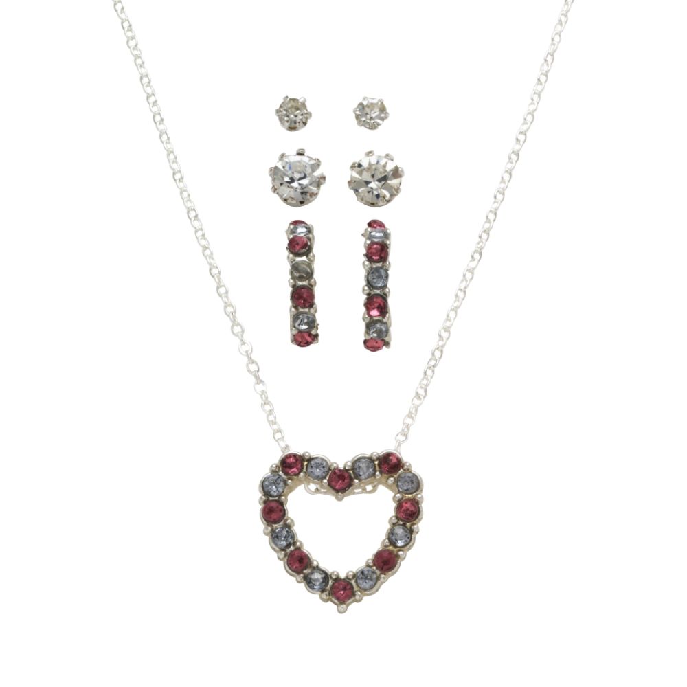 Covington 4 Piece Necklace And Earring Heart October Birthstone