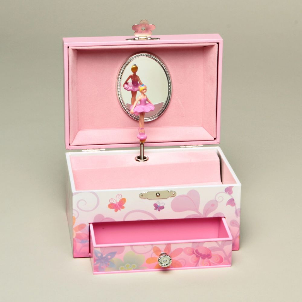 Childs Small Multi Floral Jewelry Box - Pink