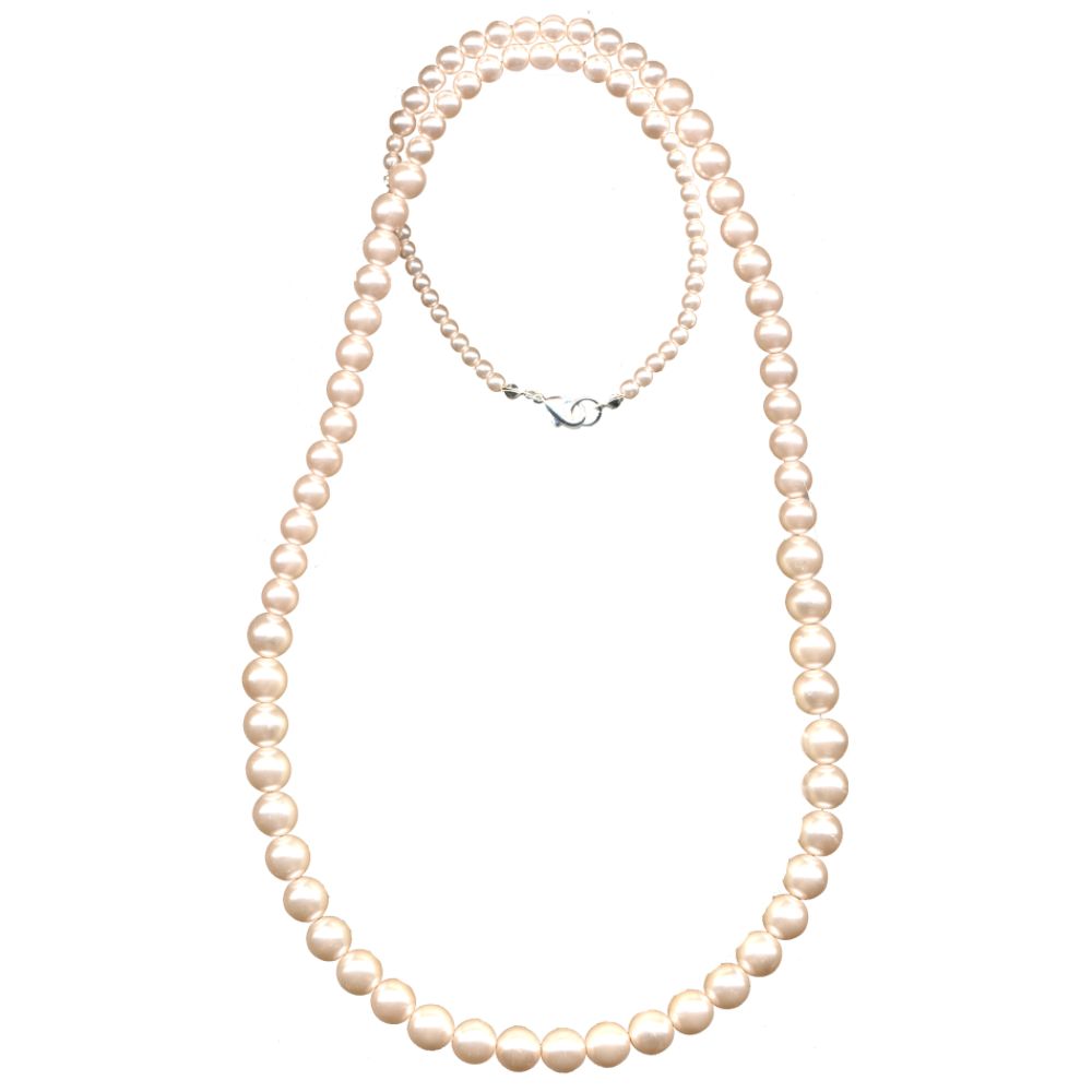 Covington Pink Pearl Graduated Necklace. Silverplate