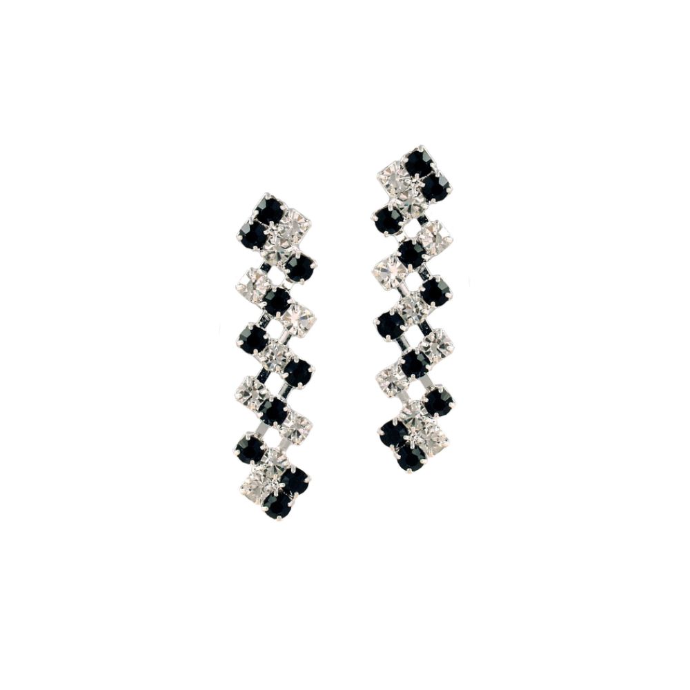 Metaphor Jet Black and Crystal Rhinestone Stairway Earrings