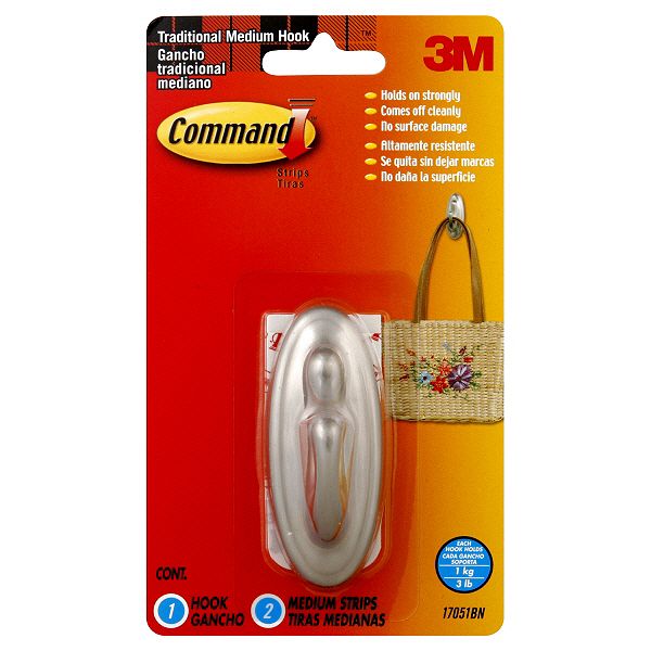 3m Command Traditional Hook, Medium, 1 Set - 17051bn 17051BN