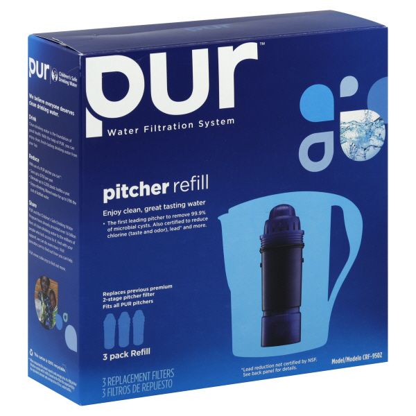 Pur Water Filtration System, Pitcher Refill Filter, 3 filters