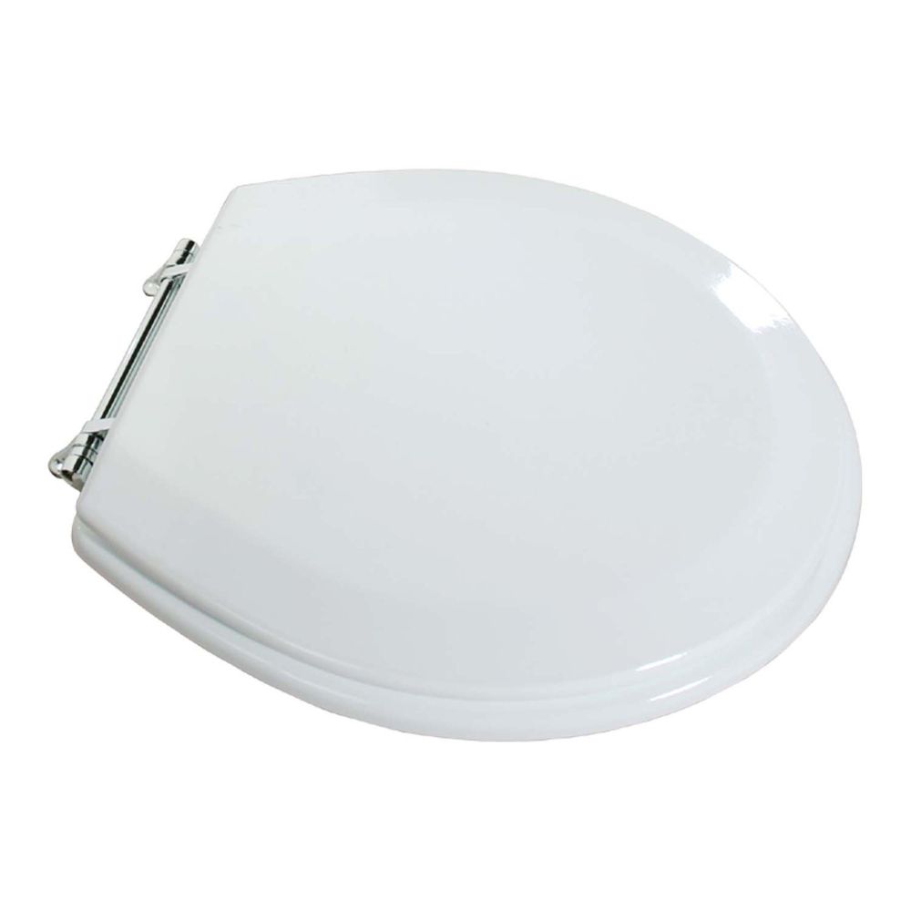 Essential Home White Round Beveled Molded Wood Seat with Brushed Nickel Hinges at Kmart.com