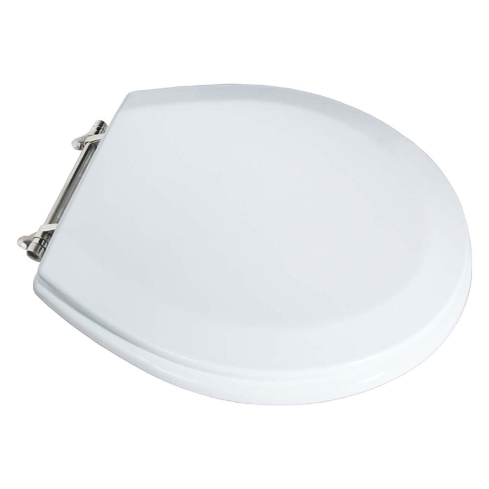 Essential Home White Round Beveled Wood Seat with Chrome Hinges at Kmart.com