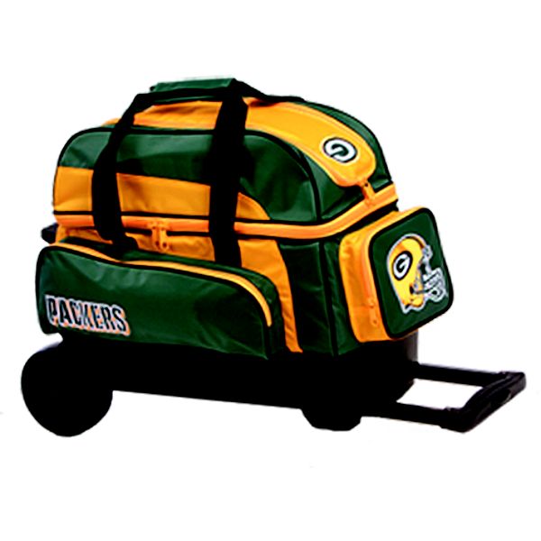Nfl Double Roller - Two Ball Wheeled Bowling Bag - Green Bay Packers