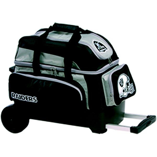 Nfl Double Roller - Two Ball Wheeled Bowling Bag - Oakland Raiders
