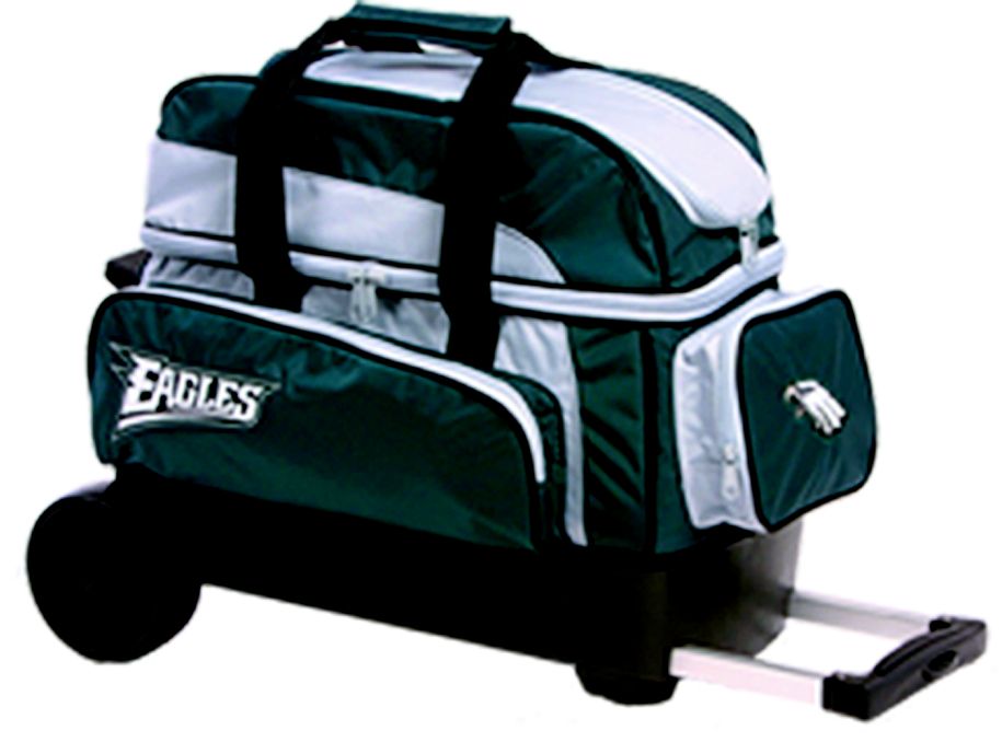 NFL DOUBLE ROLLER - TWO BALL WHEELED BOWLING BAG - PHILADELPHIA EAGLES