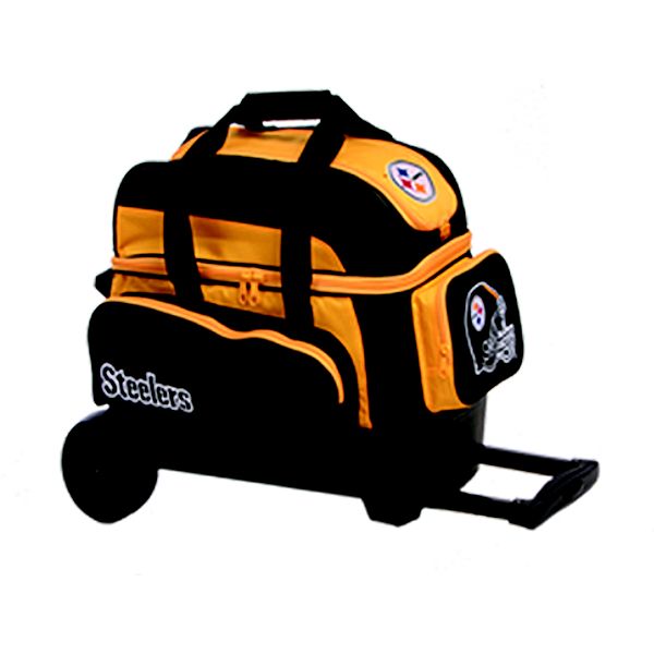 Nfl Double Roller - Two Ball Wheeled Bowling Bag - Pittsburgh Steelers