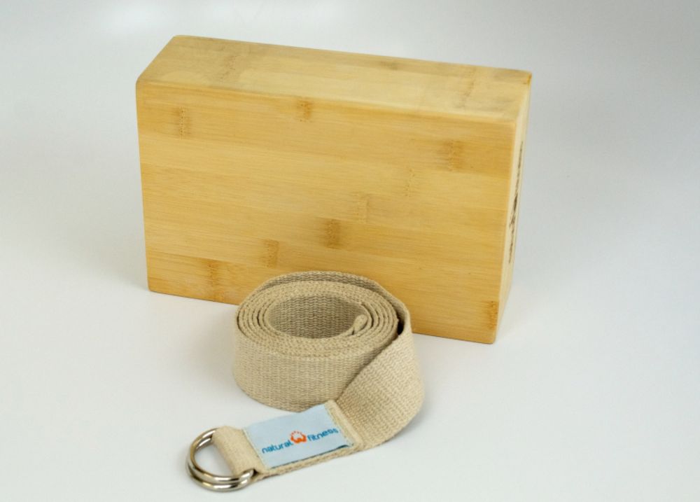 Natural Fitness Yoga Block & Hemp Strap Kit