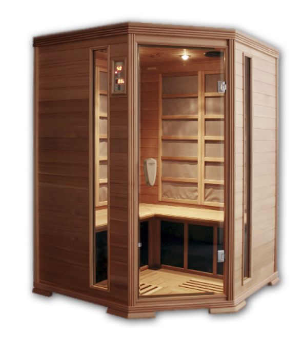 Lifesmart Golden Wave 3-4 Person Cedar Corner Sauna With Nano Carbon