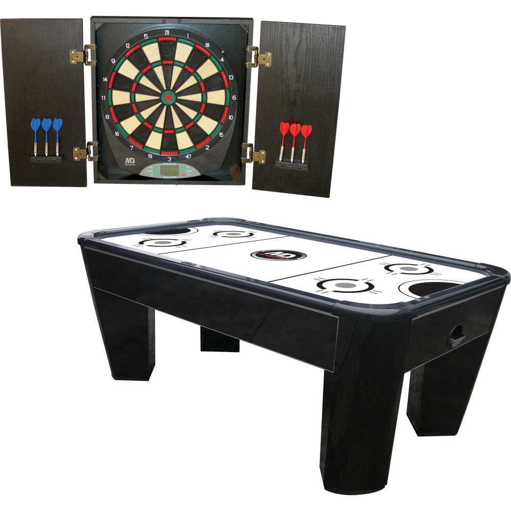 Medal Sports 7ft Power Play Air Powered Hockey Table w/ BONUS Electronic Dartboard/Cabinet