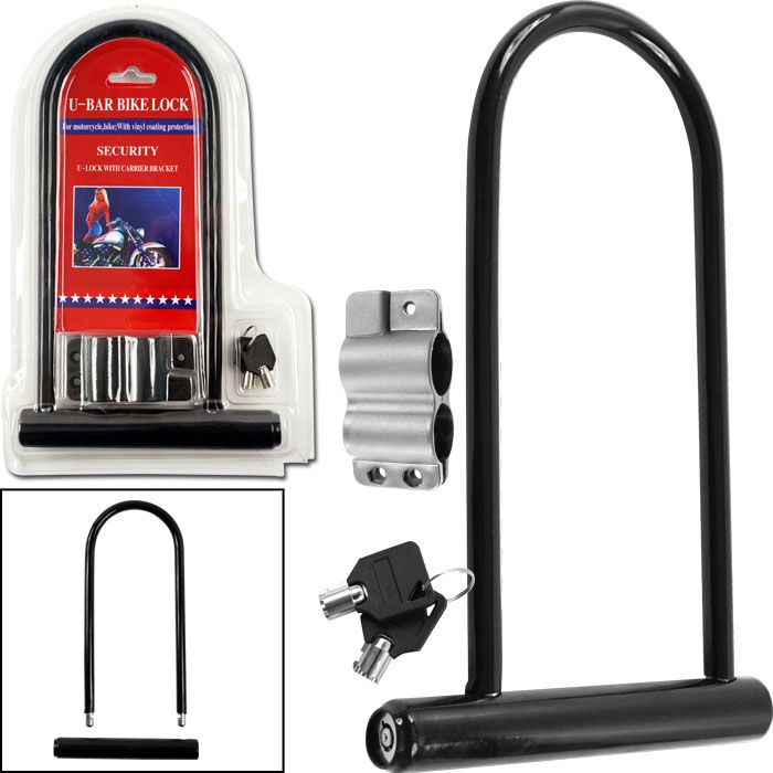Trademark Secure U-Bar Bike Lock w/ 2 Keys and Carrier Bracket