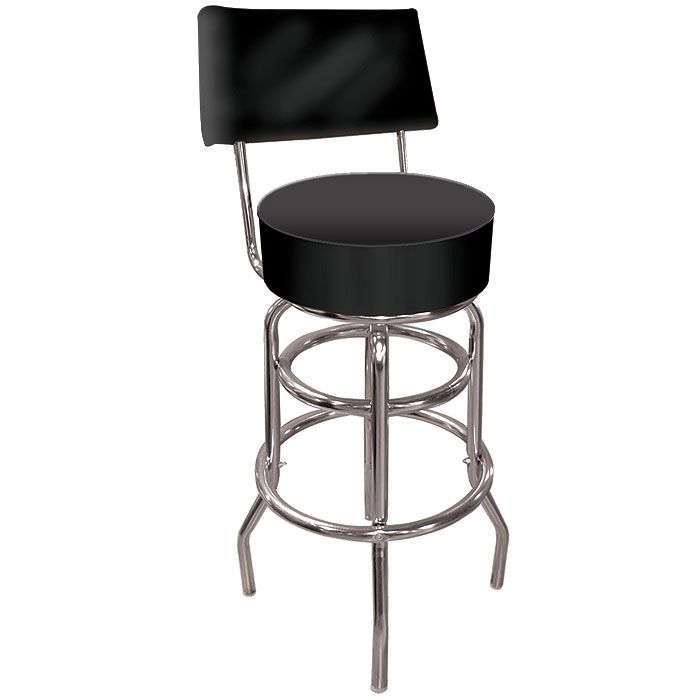 Trademark High Grade Black Padded Bar Stool with Back