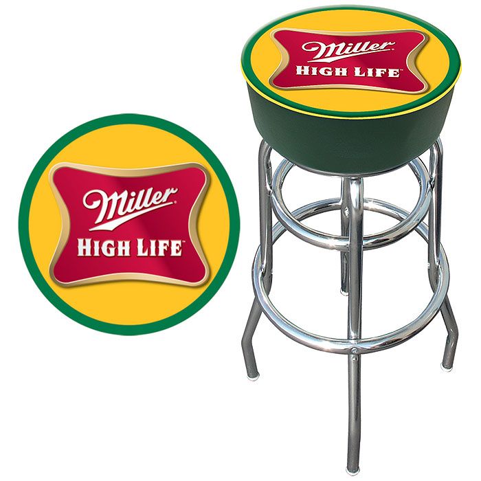 Trademark Miller High Life Logo Padded Bar Stool