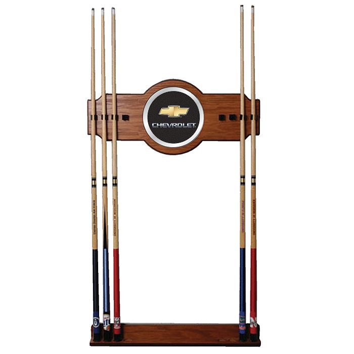 Trademark Chevy Bowtie 2 piece Wood and Mirror Wall Cue Rack