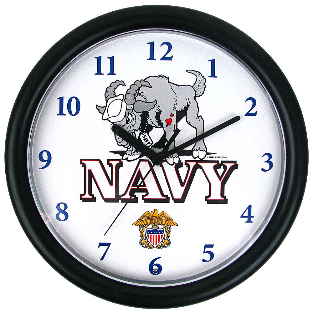 Trademark Deluxe Chiming US Navy Clock Featuring Goat Mascot