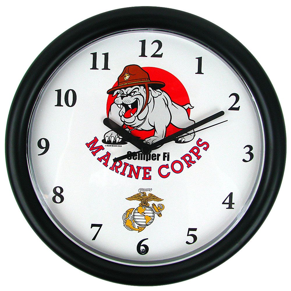 Trademark Deluxe Chiming US Marines Clock Featuring Bull Dog Mascot at Sears.com