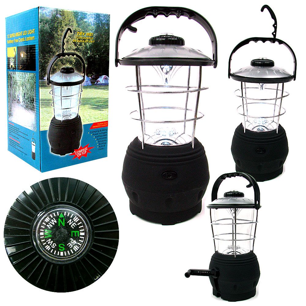 SUPER BRIGHT Hand Crank Operated 12 LED Lantern w/Com