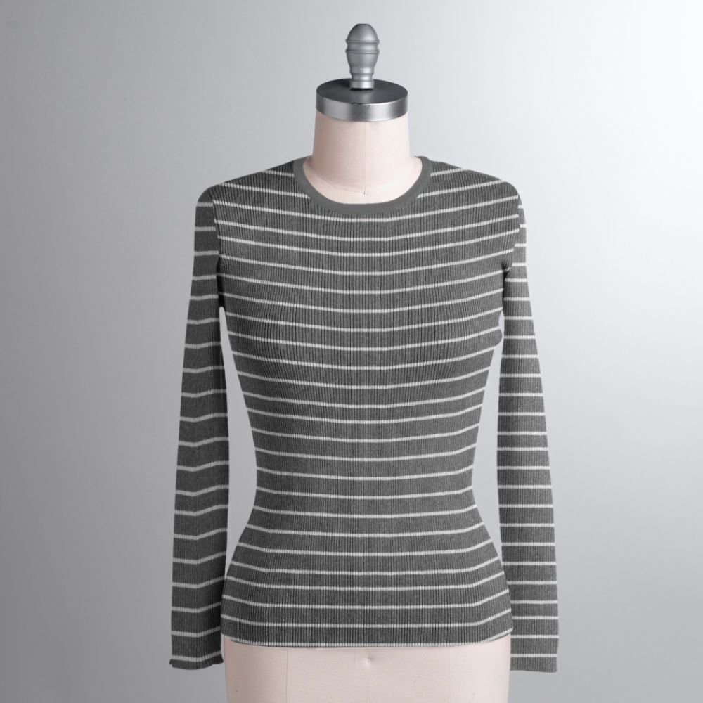 Laura Scott Women's Crewneck Ribbed Sweater