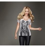 Kardashian Kollection Women's Metallic Corset Print Tee