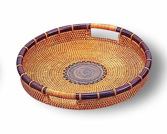 Neu Home Round Rattan & Terra Cotta Medium Tray at Sears.com