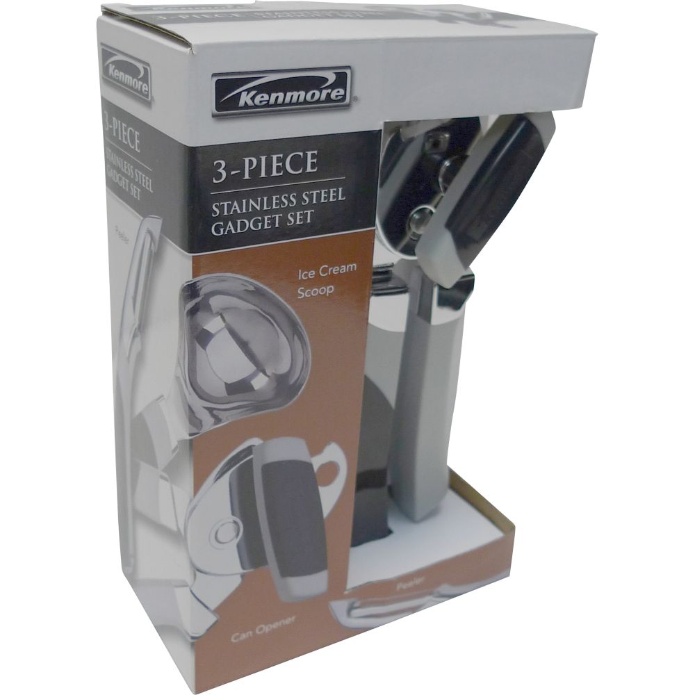 3-Piece Kenmore Stainless Steel Set: Can Opener, Ice Cream Scoop, Peeler $9.99