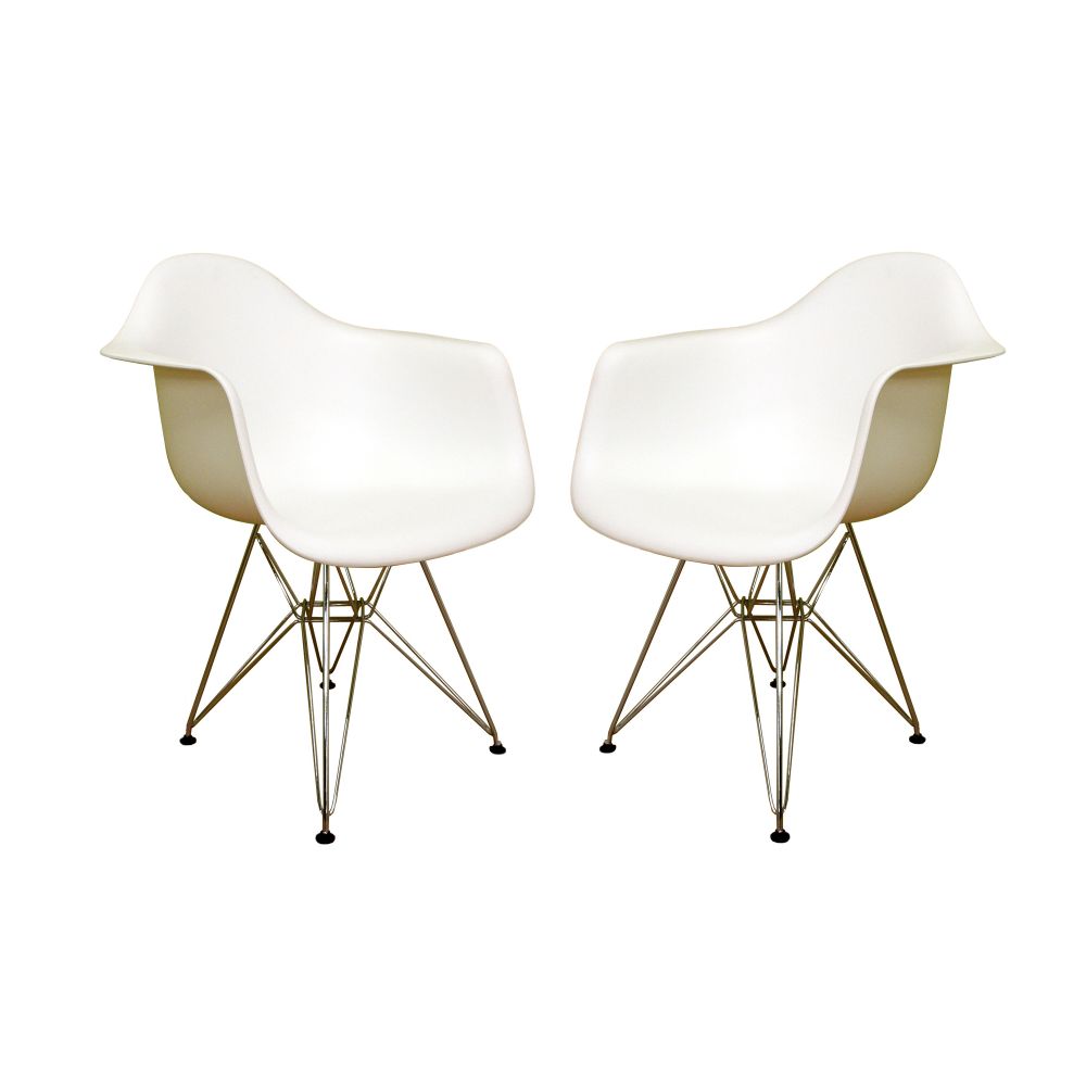 Baxton Studio Chrome Base Accent Chair Set - White