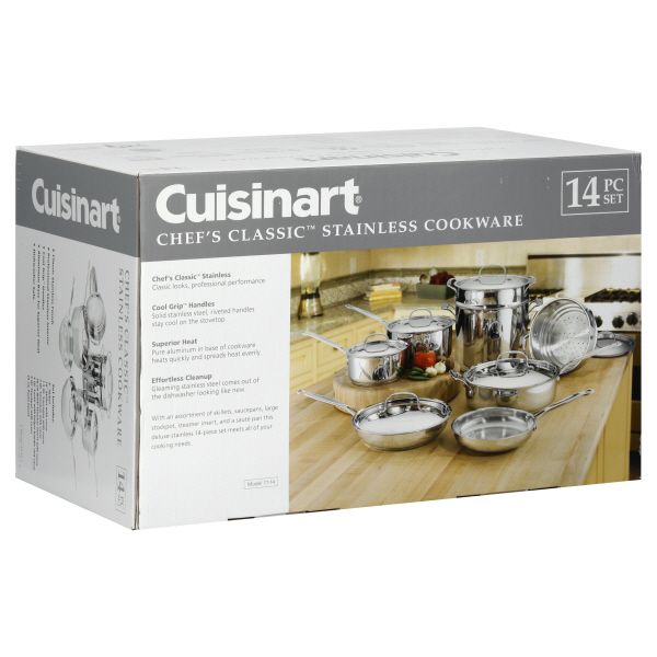 Cuisinart Chef's Classic Cookware Set, Stainless, 14 Piece, 1 set