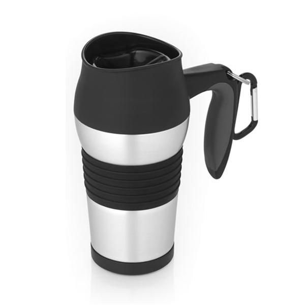 Thermos Nissan Stainless Steel Vacuum Insulated 14oz Leak-Proof Travel Mug with carabiner