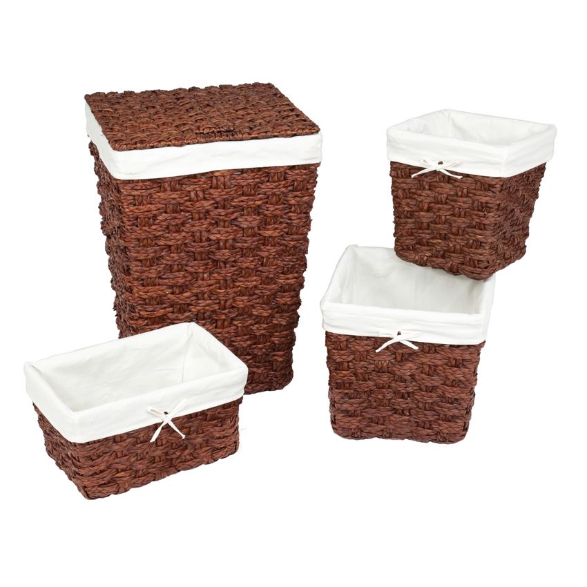 Creative Bath 4-Piece Hamper Set, Chunky Walnut